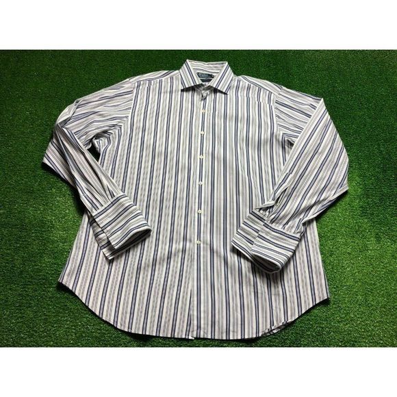 Ralph Lauren POLO by Ralph Lauren REGENT long-sleeved wide-collar cotton check shirt, men's size XL cotton red type Vintage Second Hand
